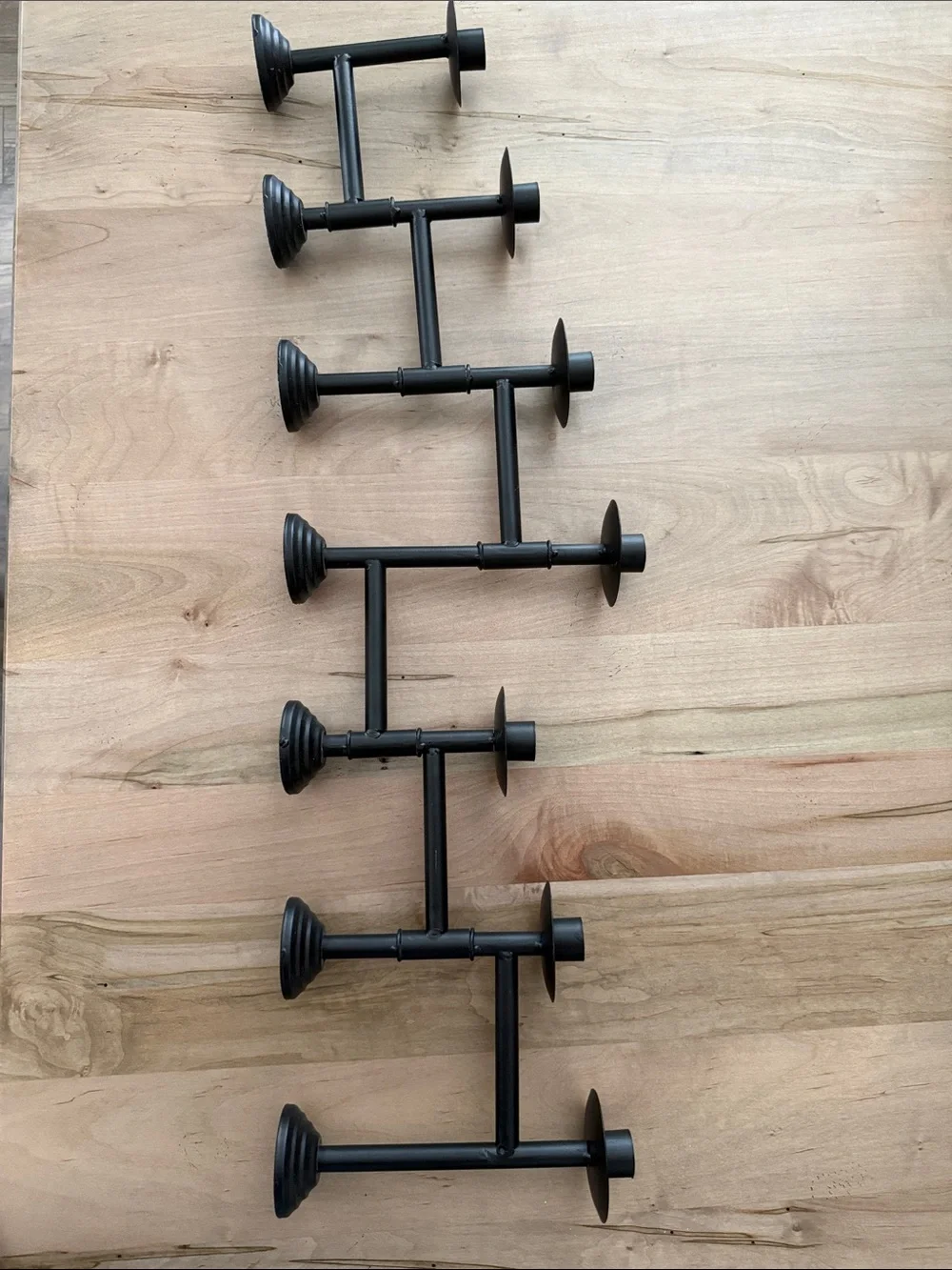 Matte Black Multi-Arm Curtain Rod Bracket - 6-Arm Support